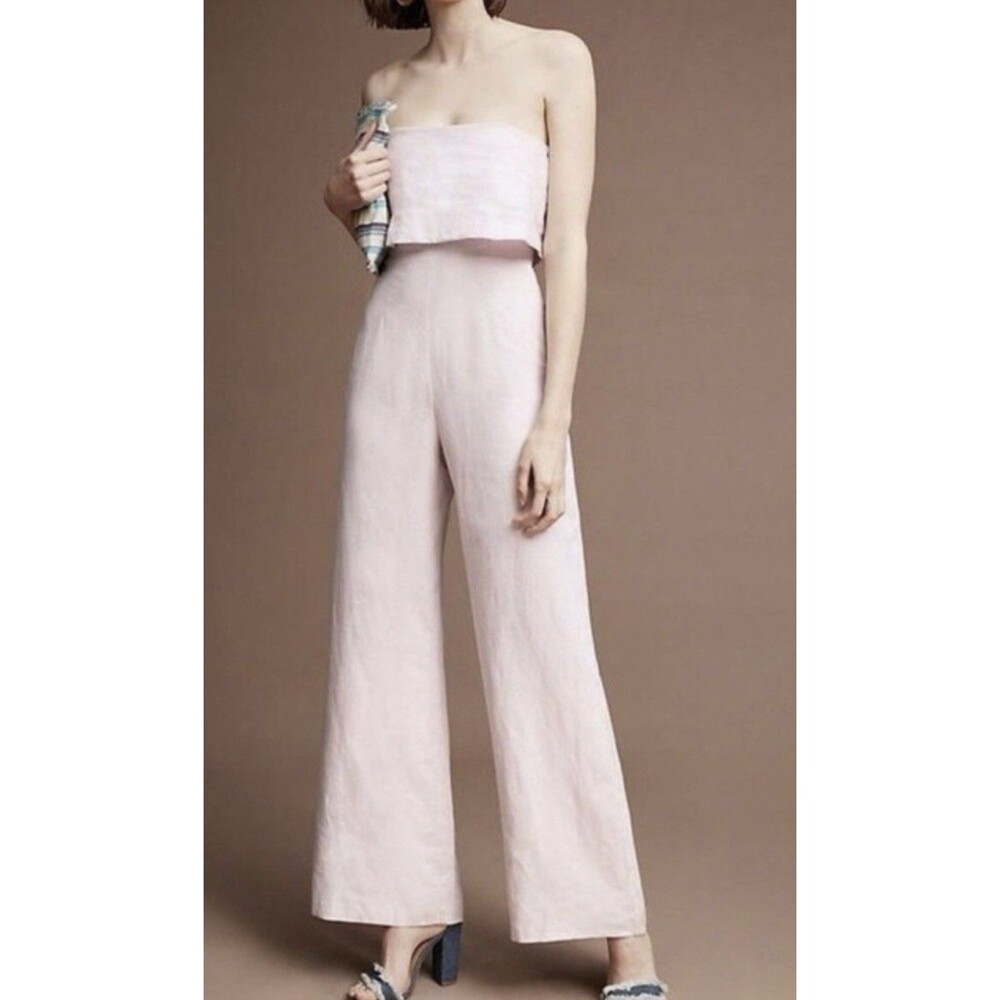 Women’s Mara Hoffman Lavender Pink Popover Linen Jumpsuit 6 Small Lightweight